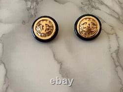 Super Rare Vintage Chanel Gold Plated CC Clip Earrings