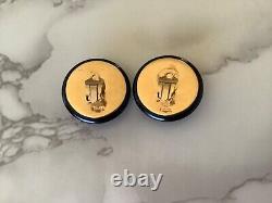 Super Rare Vintage Chanel Gold Plated CC Clip Earrings