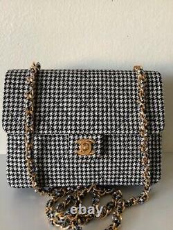 Super Rare Vintage Chanel Houndstooth Mini Flap Bag