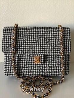 Super Rare Vintage Chanel Houndstooth Mini Flap Bag