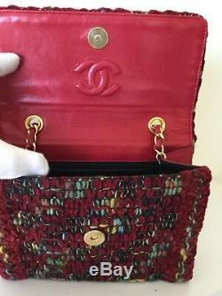 Super Rare Vintage Chanel Tweed Crossbody Mini Flap Bag