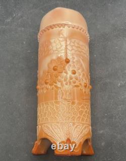 Super Rare Vintage Chocolate Glass Orange Tree Hatpin Holder Perfect Feet