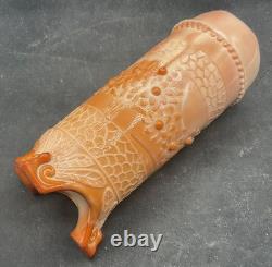 Super Rare Vintage Chocolate Glass Orange Tree Hatpin Holder Perfect Feet