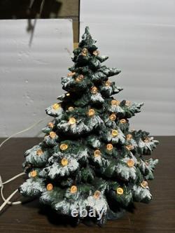 Super Rare Vintage Christmas Tree Ceramic Mold 16in Dusted missing Lights As Is