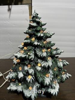 Super Rare Vintage Christmas Tree Ceramic Mold 16in Dusted missing Lights As Is