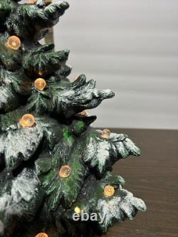 Super Rare Vintage Christmas Tree Ceramic Mold 16in Dusted missing Lights As Is