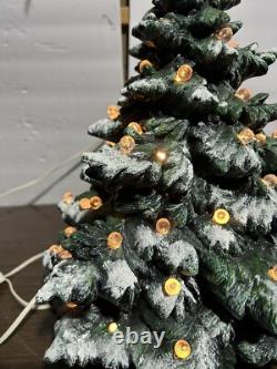 Super Rare Vintage Christmas Tree Ceramic Mold 16in Dusted missing Lights As Is