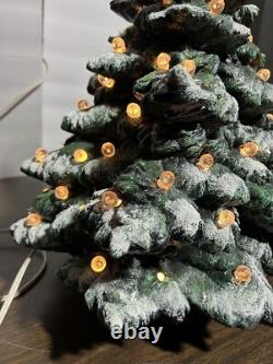 Super Rare Vintage Christmas Tree Ceramic Mold 16in Dusted missing Lights As Is
