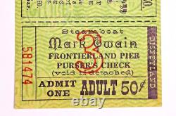 Super Rare Vintage Disneyland Mark Twain Ticket with Attached Admission Adult