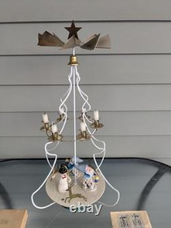 Super Rare Vintage Early Clay Faced Elf Gnome Christmas Tree Candle Carousel