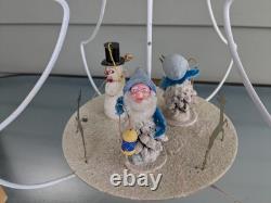 Super Rare Vintage Early Clay Faced Elf Gnome Christmas Tree Candle Carousel