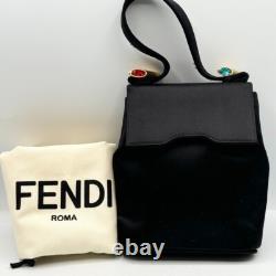 Super Rare Vintage FENDI Excellent Condition Hand Bag Nylon Blk Italian Penne FS