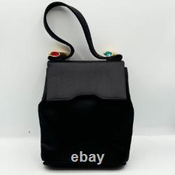 Super Rare Vintage FENDI Excellent Condition Hand Bag Nylon Blk Italian Penne FS