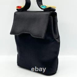 Super Rare Vintage FENDI Excellent Condition Hand Bag Nylon Blk Italian Penne FS