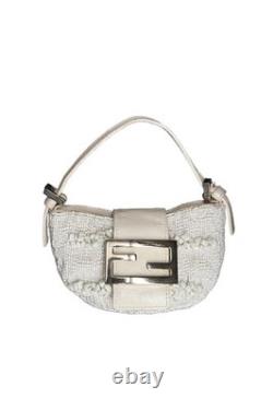 Super Rare Vintage FENDI White Beaded Sequin Gemstone Mini Croissant Bag