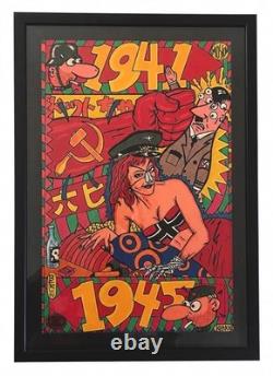 Super Rare Vintage Frank Kozik 1992 Wax Seal COA Framed WW2 Satire