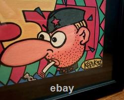 Super Rare Vintage Frank Kozik 1992 Wax Seal COA Framed WW2 Satire