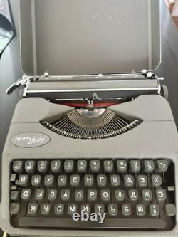 Super Rare Vintage HERMES BABY Typewriter Cyrillic Lettering, Portable Model