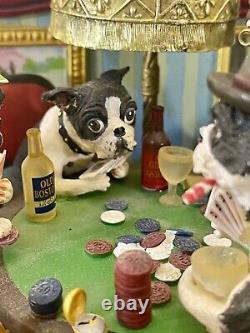 Super Rare Vintage HTF The Poker Playing Boston Terrier Danbury Mint Retired