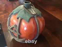 Super Rare Vintage Halloween Pumpkin Lamp, Glass & Cast Metal Circa 1960