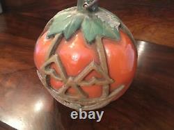 Super Rare Vintage Halloween Pumpkin Lamp, Glass & Cast Metal Circa 1960