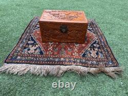 Super Rare Vintage Hand Carved Wooden box with incredibly beautiful carvings