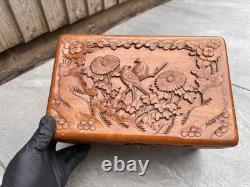 Super Rare Vintage Hand Carved Wooden box with incredibly beautiful carvings
