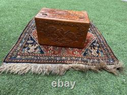 Super Rare Vintage Hand Carved Wooden box with incredibly beautiful carvings