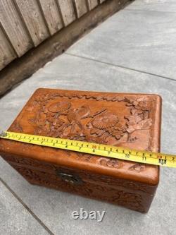 Super Rare Vintage Hand Carved Wooden box with incredibly beautiful carvings