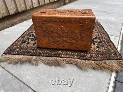 Super Rare Vintage Hand Carved Wooden box with incredibly beautiful carvings