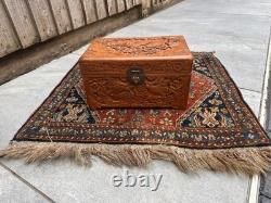 Super Rare Vintage Hand Carved Wooden box with incredibly beautiful carvings