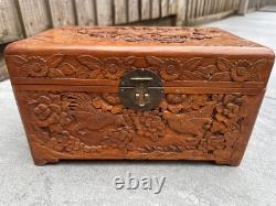 Super Rare Vintage Hand Carved Wooden box with incredibly beautiful carvings
