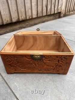 Super Rare Vintage Hand Carved Wooden box with incredibly beautiful carvings