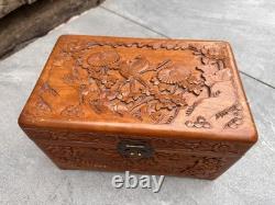 Super Rare Vintage Hand Carved Wooden box with incredibly beautiful carvings