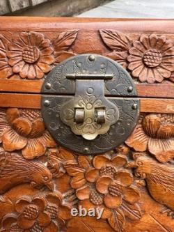Super Rare Vintage Hand Carved Wooden box with incredibly beautiful carvings