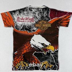 Super Rare Vintage Harley-Davidson Lightning Big Eagle AOP T-Shirt Size M 1992
