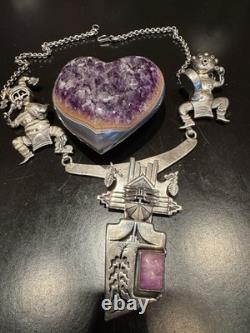 Super Rare Vintage Heirloom 3 Kachina Necklace Handmade By Navajo Bennie Ration