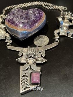 Super Rare Vintage Heirloom 3 Kachina Necklace Handmade By Navajo Bennie Ration