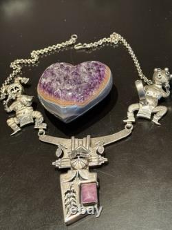 Super Rare Vintage Heirloom 3 Kachina Necklace Handmade By Navajo Bennie Ration