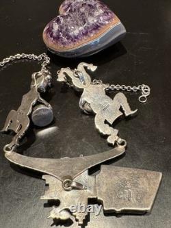 Super Rare Vintage Heirloom 3 Kachina Necklace Handmade By Navajo Bennie Ration