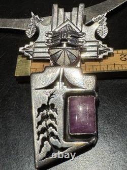 Super Rare Vintage Heirloom 3 Kachina Necklace Handmade By Navajo Bennie Ration