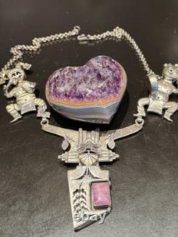 Super Rare Vintage Heirloom 3 Kachina Necklace Handmade By Navajo Bennie Ration