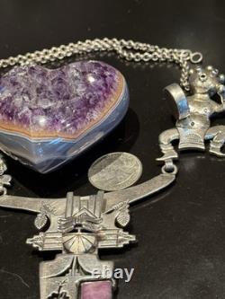 Super Rare Vintage Heirloom 3 Kachina Necklace Handmade By Navajo Bennie Ration
