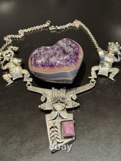 Super Rare Vintage Heirloom 3 Kachina Necklace Handmade By Navajo Bennie Ration