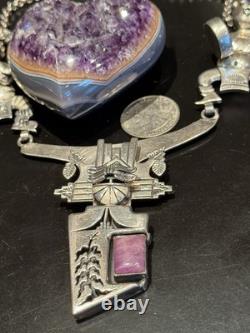 Super Rare Vintage Heirloom 3 Kachina Necklace Handmade By Navajo Bennie Ration