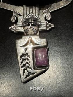 Super Rare Vintage Heirloom 3 Kachina Necklace Handmade By Navajo Bennie Ration