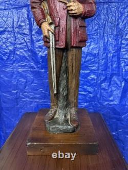 Super Rare Vintage Hunter With Gun Rifle Pipe Huge Tall Lamp Mancave Bar Heavy
