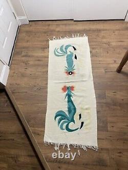 Super Rare Vintage Indian Made Rooster Rug Unique 1of1