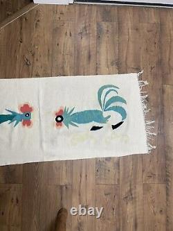 Super Rare Vintage Indian Made Rooster Rug Unique 1of1