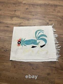 Super Rare Vintage Indian Made Rooster Rug Unique 1of1